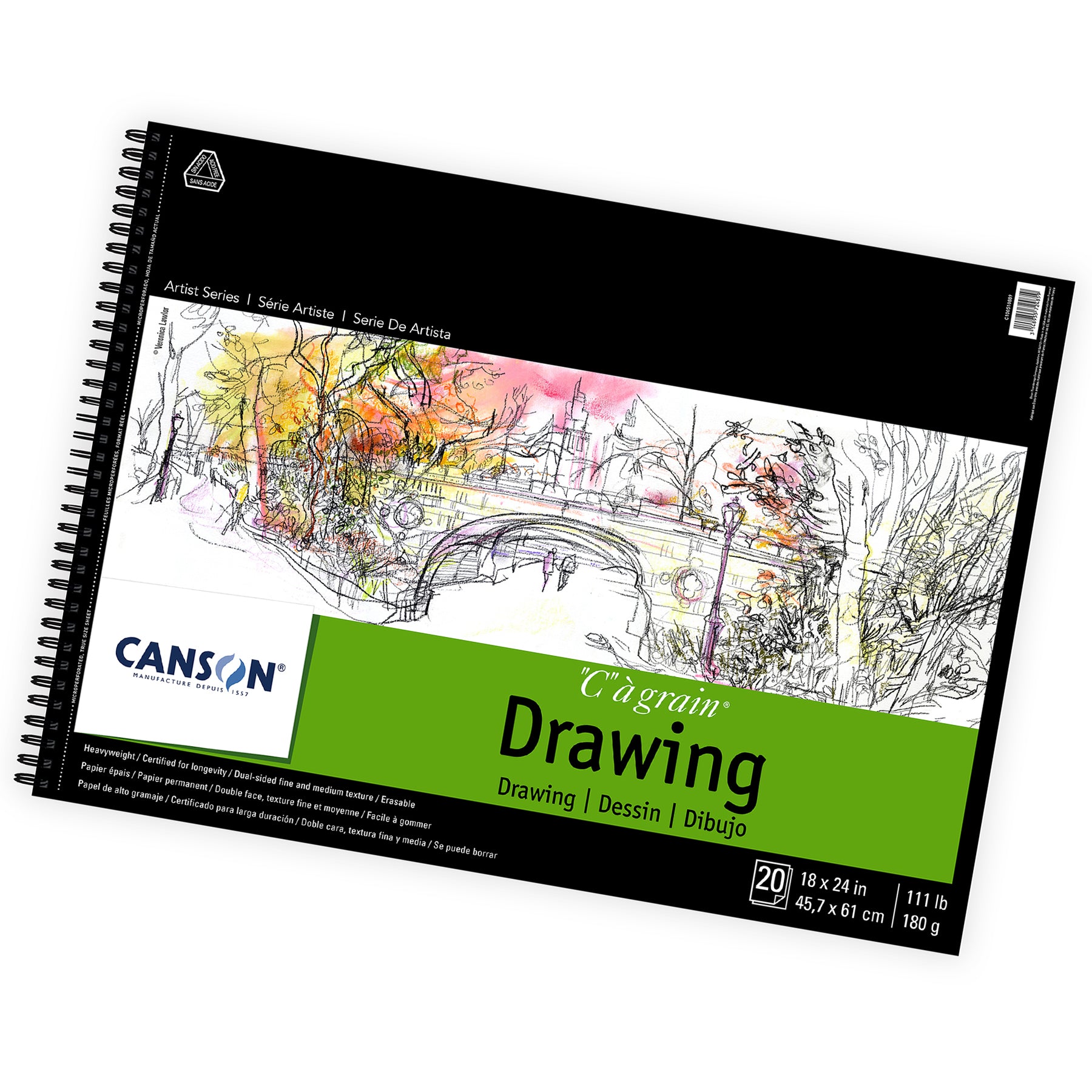 Artist Series C à Grain Drawing Pad, Side Wire Binding, 20 Sheet, 18x24 inch, 1 Count