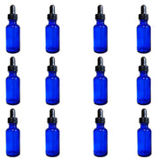 Bottle, Flint Glass, Cobalt Blue, 1oz, with Dropper Assembly, 20/400 Neck Size, Pack of 12