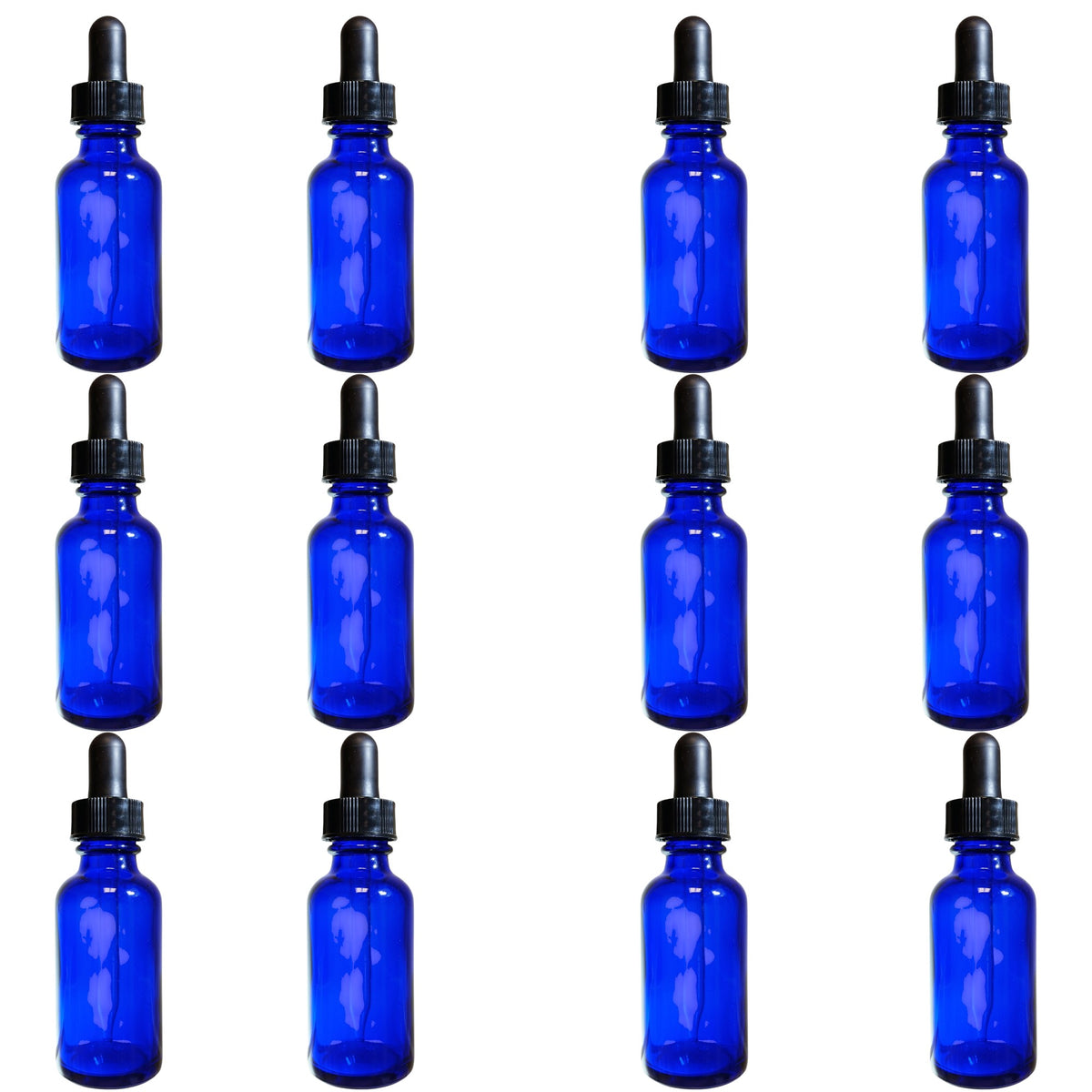Bottle, Flint Glass, Cobalt Blue, 4oz, with Dropper Assembly, 20/400 Neck Size, Pack of 12