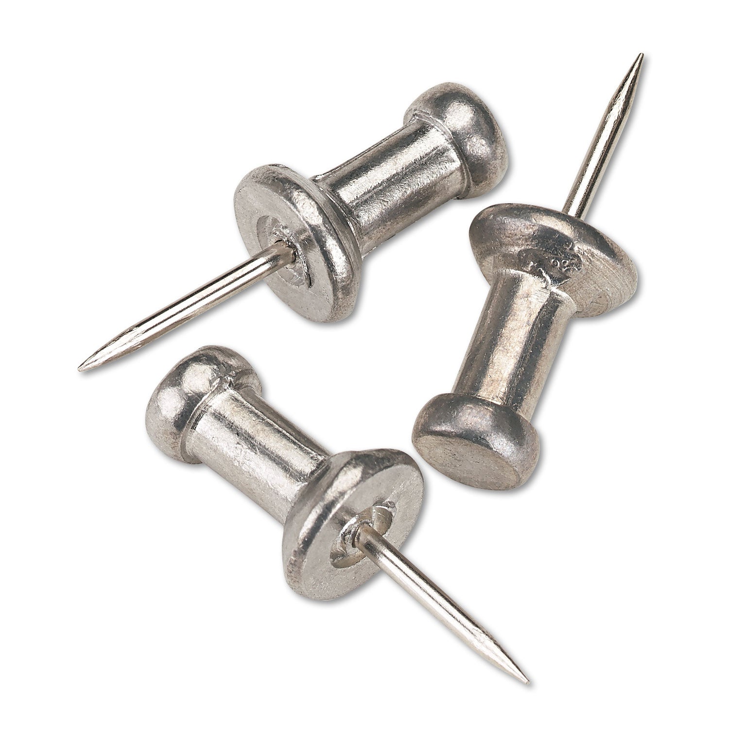 Gem Office Products Aluminum Pushpins - 0.4" Length x 0.2" Diameter - Silver - 1 Box