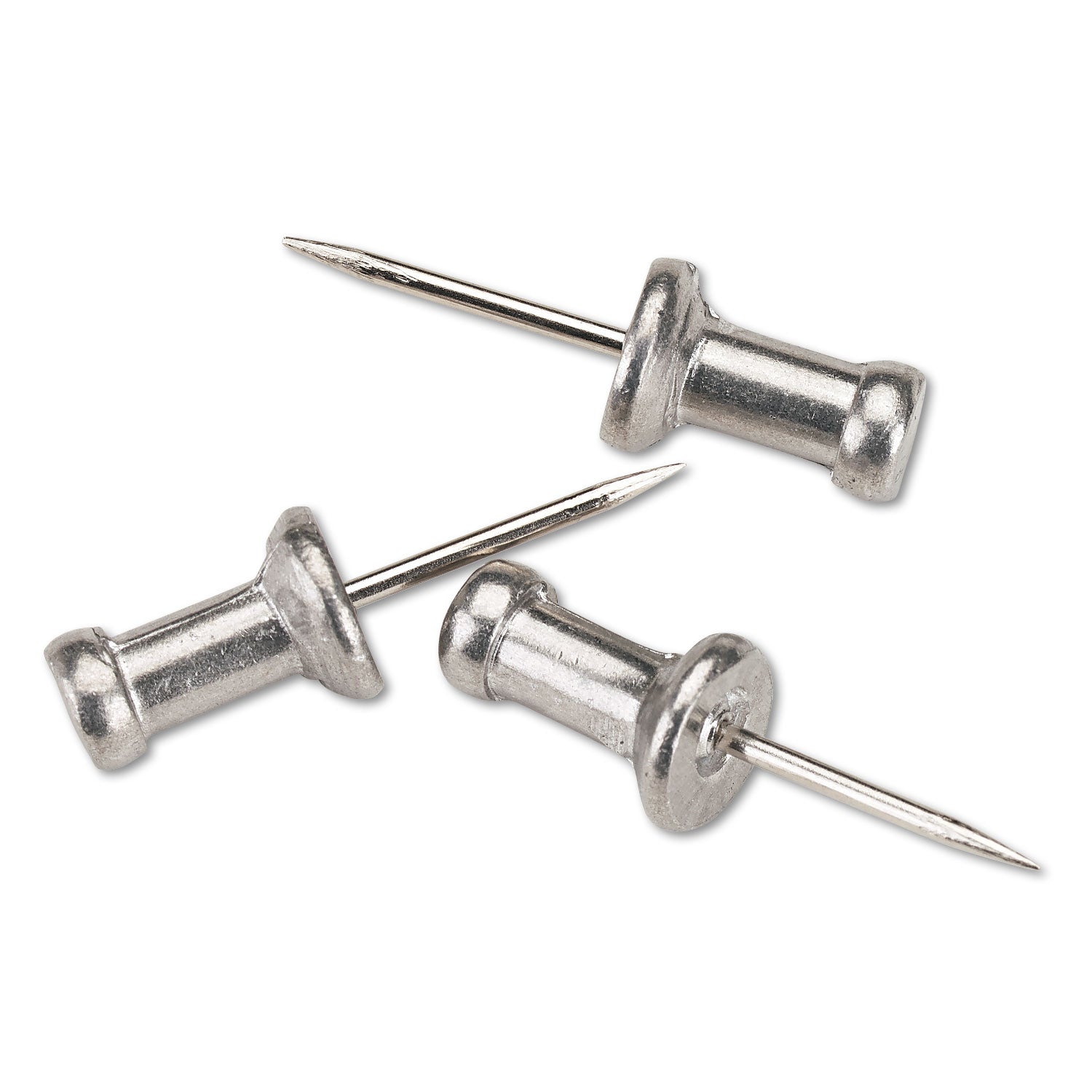 Gem Office Products Aluminum Pushpins - 0.50" Shank - 0.5" Diameter - for Notice - Silver - Aluminum - 1 Box