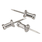 Gem Office Products Aluminum Pushpins - 0.50" Shank - 0.5" Diameter - for Notice - Silver - Aluminum - 1 Box
