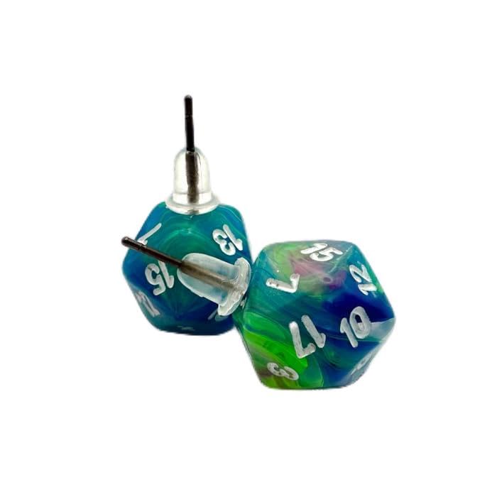 Chessex 54509 Pair of D20 Mini Poly Water Lily Stud Earrings Multi-Coloured