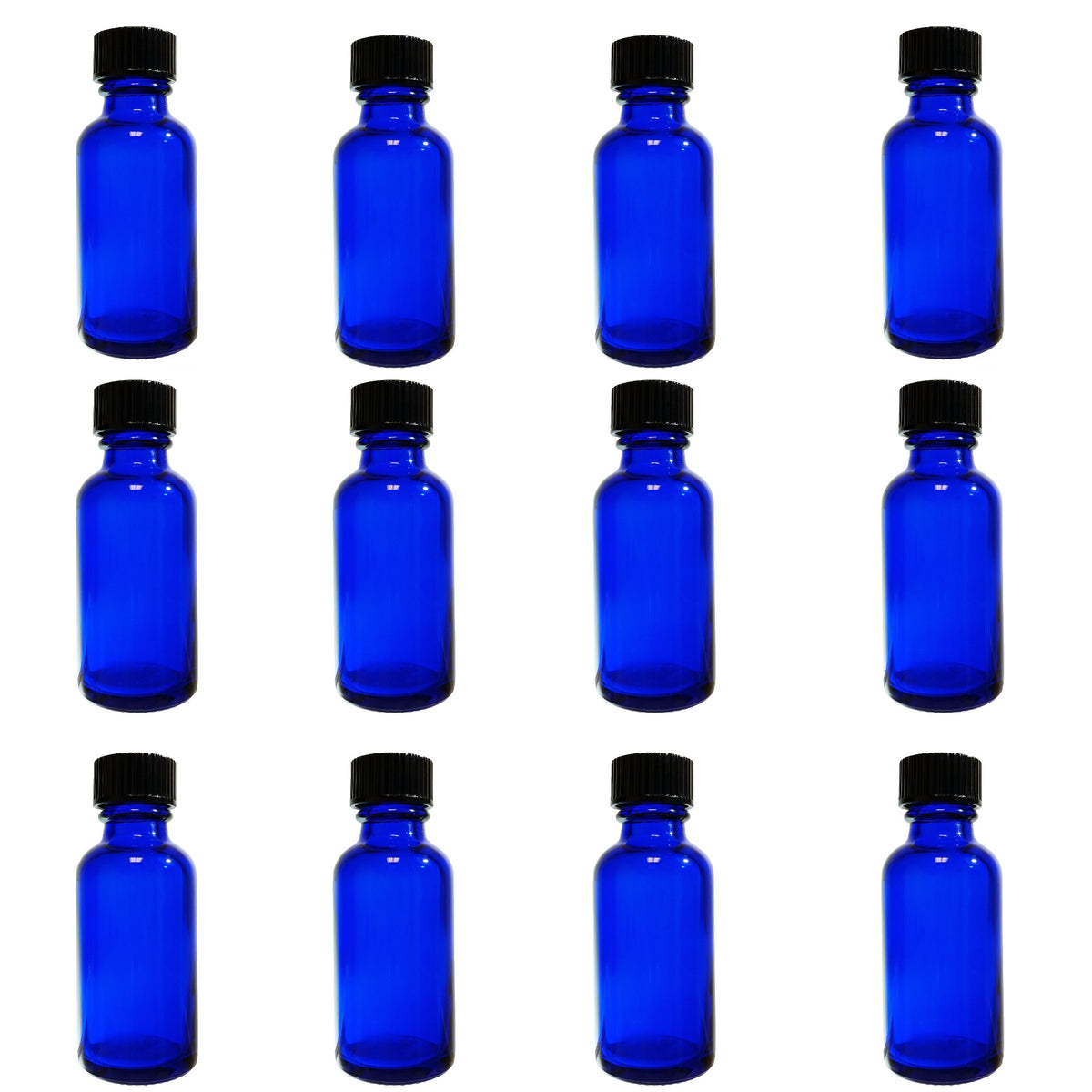 Bottle, Flint Glass, Cobalt Blue, 4oz, with Cap, 22/400 Neck Size, Pack of 12