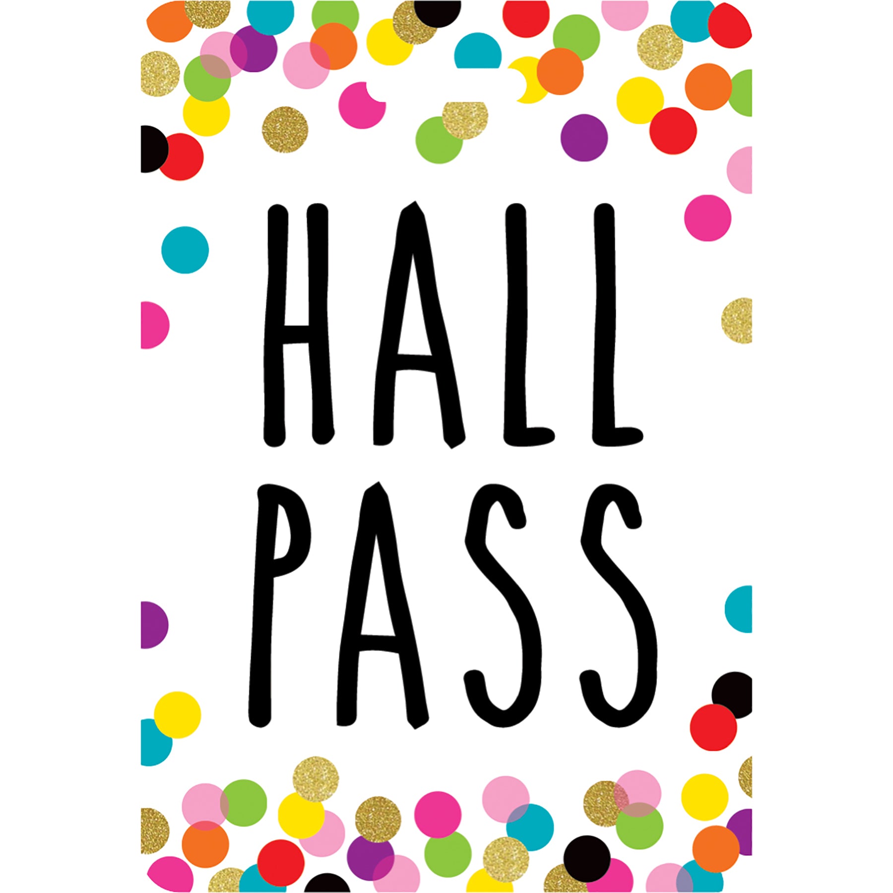 Confetti Hall Pass with Lanyard, Set of 4