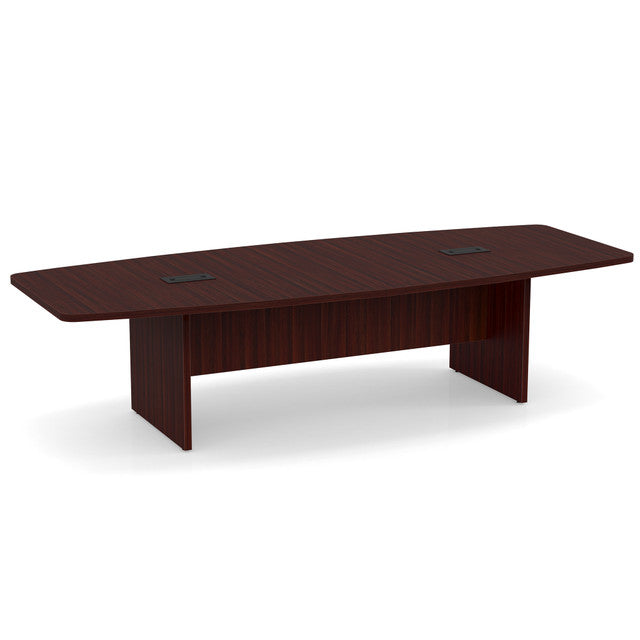 OfficeSource  Boat Shaped Conference Table with Slab Base - 95" - Mahogany