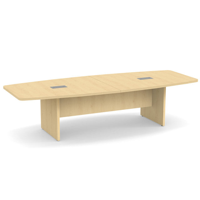 OfficeSource  Boat Shaped Conference Table with Slab Base - 95" - Maple