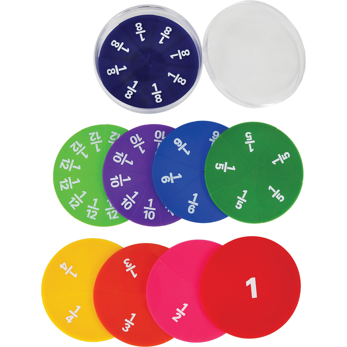 Opaque Printed Fraction Circles, Set of 51