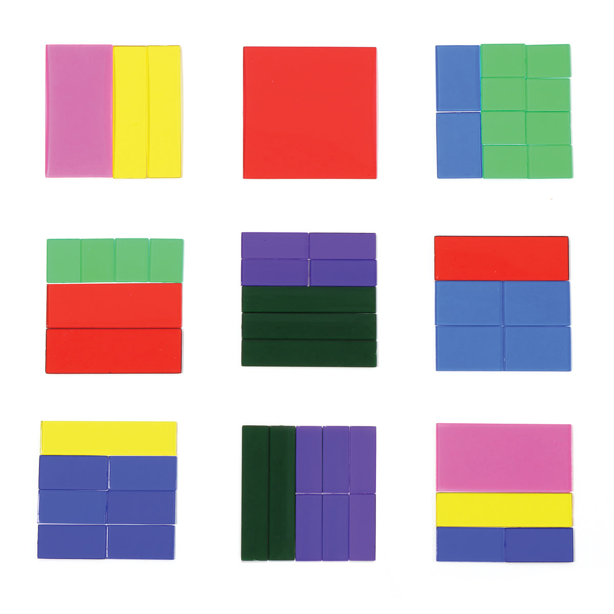 Transparent Fraction Squares, Set of 51