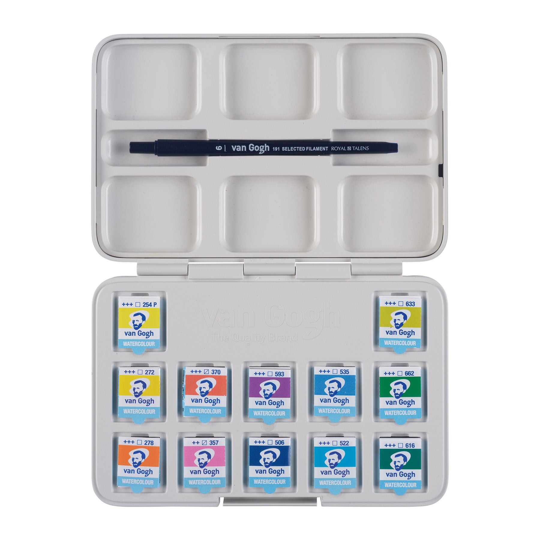 Watercolor Plastic Pocket Box, 12 Pan Vibrant Color Selection