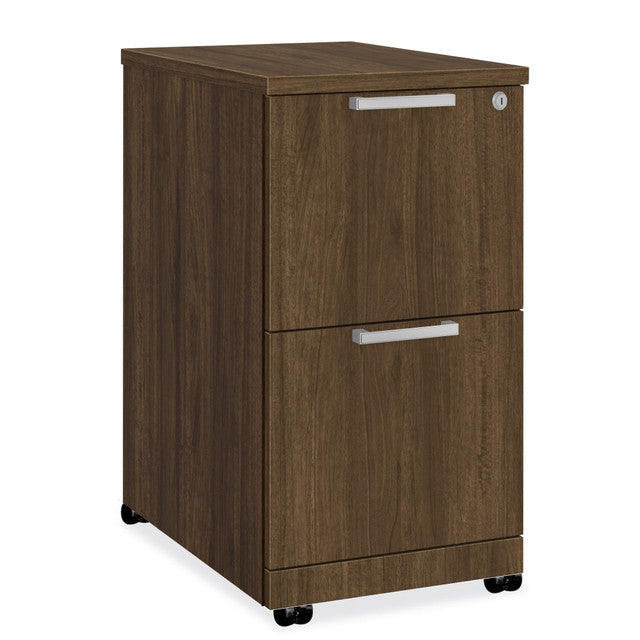 OfficeSource Laminate 2 Drawer Mobile Pedestal - File/File - Modern Walnut
