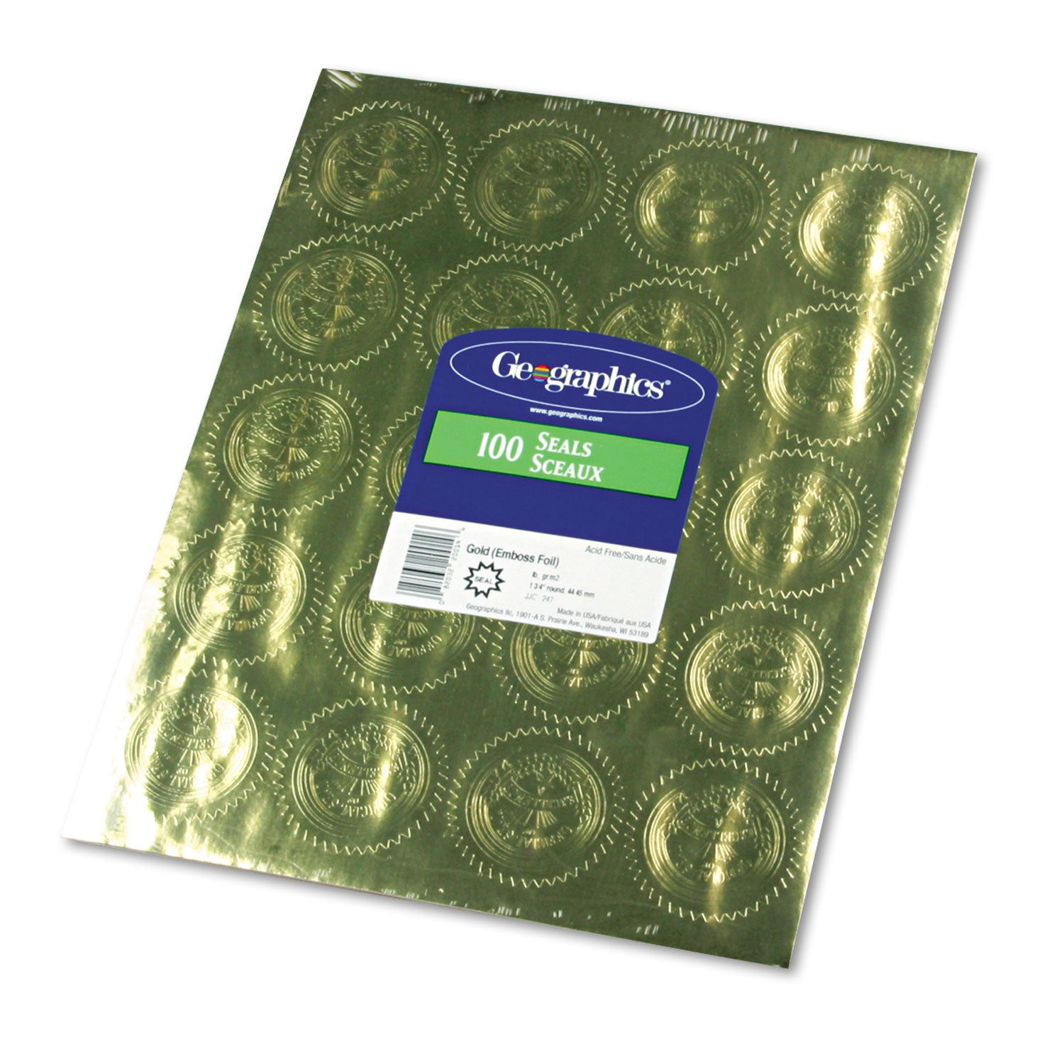 2" Diameter - For Certificate, Note Card, Proposal - Golden - 100 / Pack