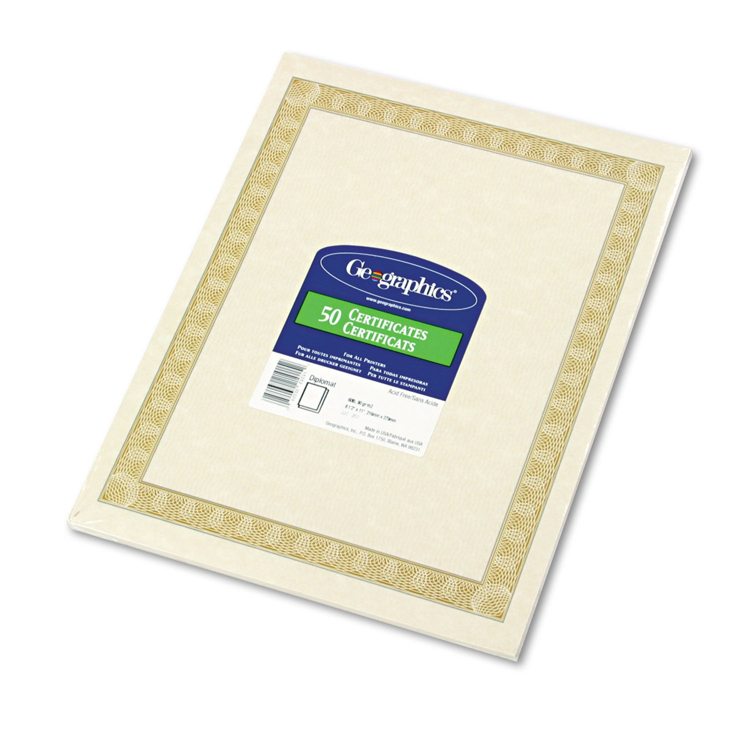 24 lb Basis Weight - 11" Width x 8.5" Length - Inkjet, Laser Compatible - Gold with White Border - Parchment Paper - 1 Pack