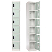 72" H x 12" W  6-Tier Steel Storage Locker with Digital Lock, Misty Green