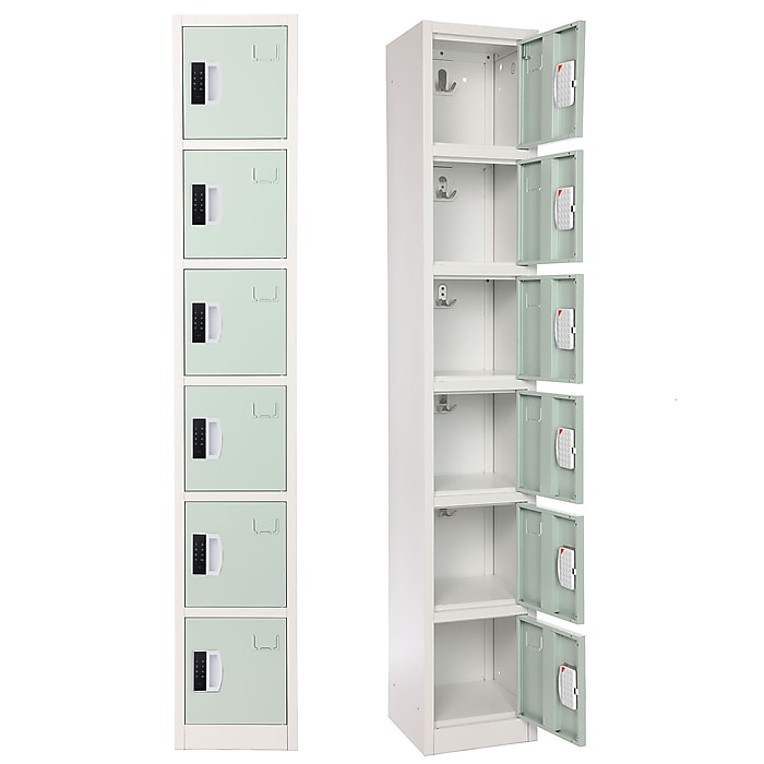 72" H x 12" W  6-Tier Steel Storage Locker with Digital Lock, Misty Green