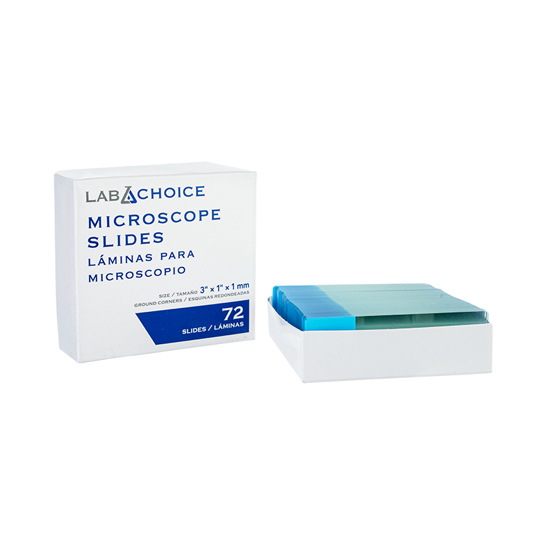 Microscope Slides, Corner Grounded, Frosted, Blue, 75 x 25 x 1 mm - 72 slides per Box/20 Boxes per Case