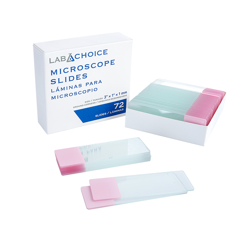Microscope Slides, Corner Grounded, Frosted, Pink, 75 x 25 x 1 mm - 72 slides per Box/20 Boxes per Case