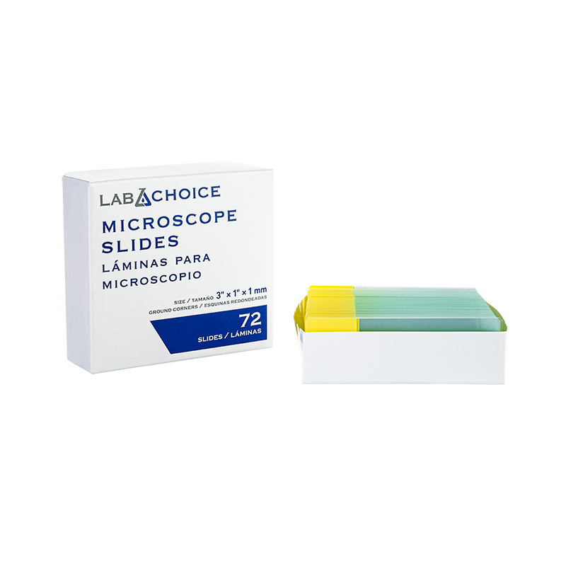 Microscope Slides, Corner Grounded, Frosted, Yellow, 75 x 25 x 1 mm - 72 slides per Box/20 Boxes per Case