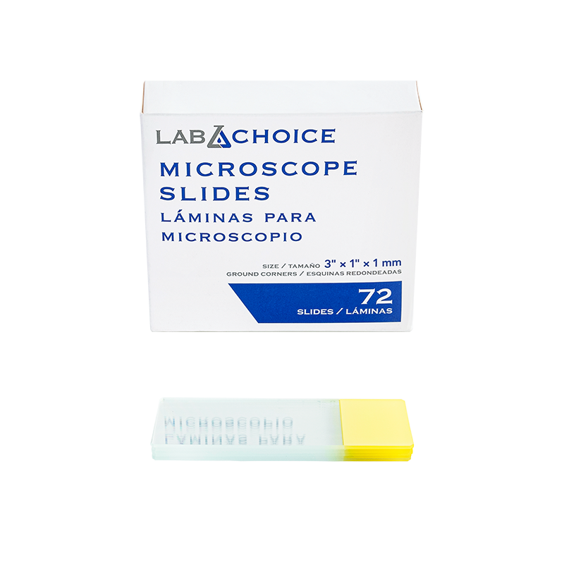 Microscope Slides, Corner Grounded, Frosted, Yellow, 75 x 25 x 1 mm - 72 slides per Box/20 Boxes per Case