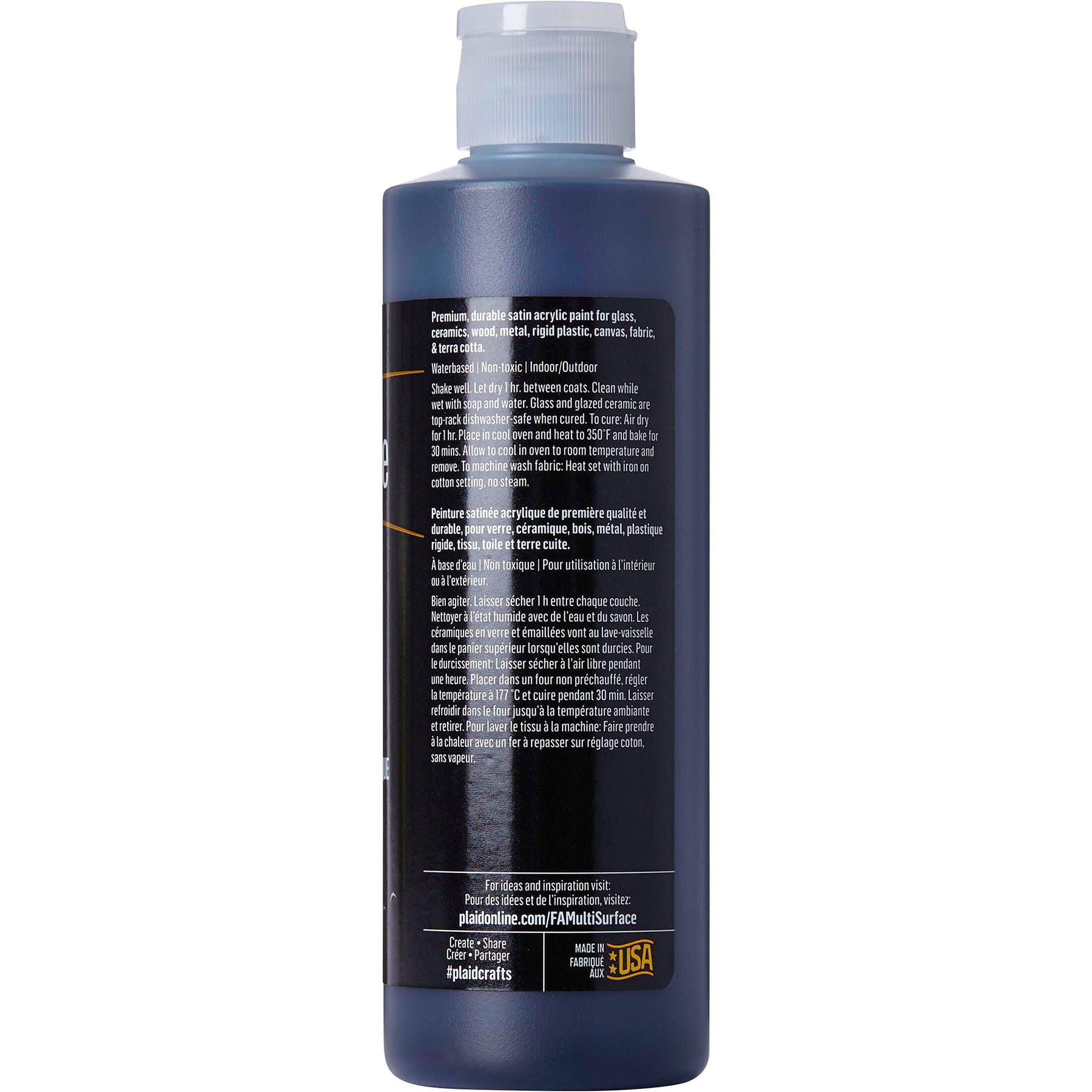 Acrylic Paint Multi-Surface Satin, 8oz., Pure Black