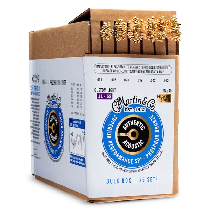 Martin 41BULKBOXMA535 Authentic Acoustic SP Acoustic Guitar Strings Bulk Box, 25 Set (11-52)