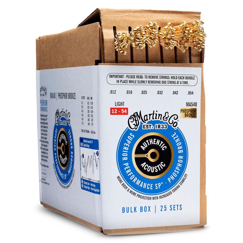 Martin 41BULKBOXMA540 Authentic Acoustic SP Acoustic Guitar Strings Bulk Box, 25 Set (12-54)