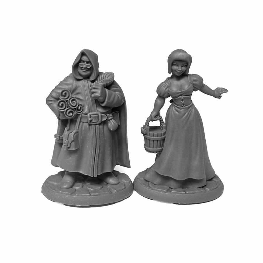 Mini - Reaper Bones USA 30121 Townsfolk Merchant Sage & Milkmaid (2ct)