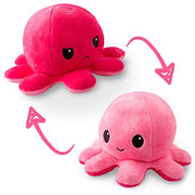 TeeTurtle Reversible Octopus Plushie 4-Inch Light Pink + Dark Pink Two-Sided Flip Plush Toy with Embroidered Details - Cute Mini Collectible Plush for Kids, Teens, and Adults
