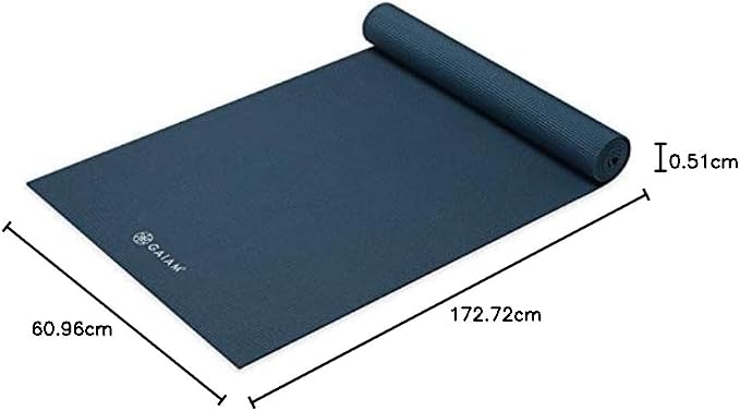 Gaiam Yoga Mat - Premium 5mm Solid Thick Non Slip Exercise & Fitness Mat for All Types of Yoga, Pilates & Floor Workouts (68" x 24" x 5mm) - Marine