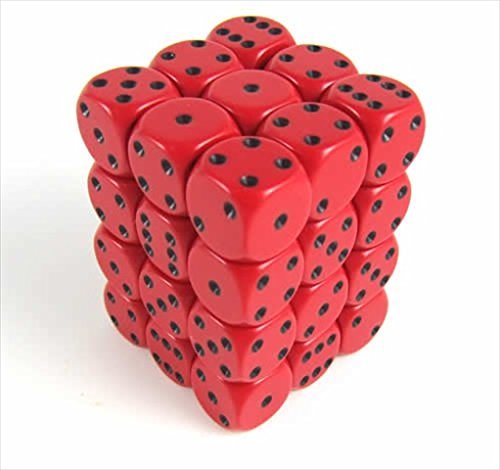 Dice Set: Opaque 12mm D6 Red With Black (36)