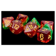 Metallic Dice Games LIC615 16 mm Fruit Polyhedral Dice Set44; Watermelon & Gold - Set of 7