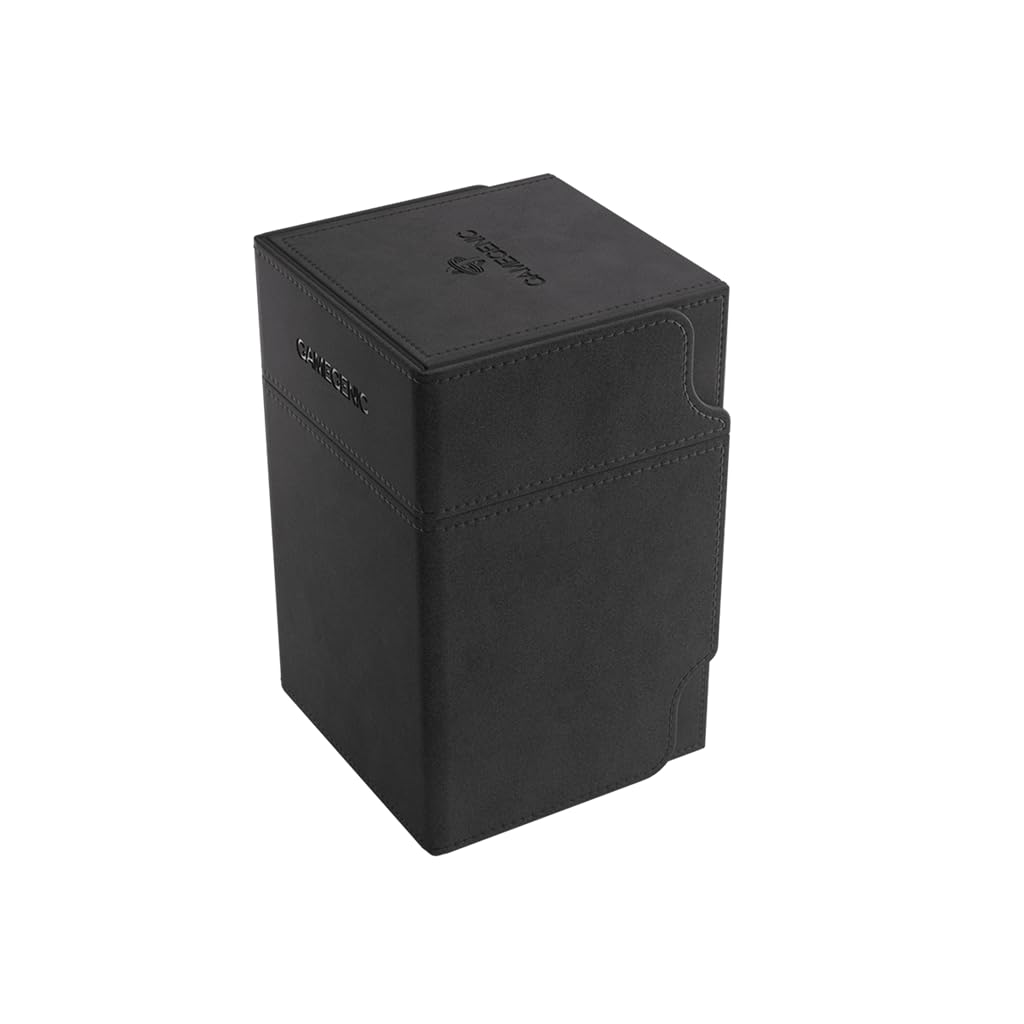 Gamegenic Watchtower 100+ XL Convertible Deck Box - Double-Sleeved Card Storage, Card Game Protector, Nexofyber Surface, Holds Up To 100 Cards, Blue/Orange Color, Made