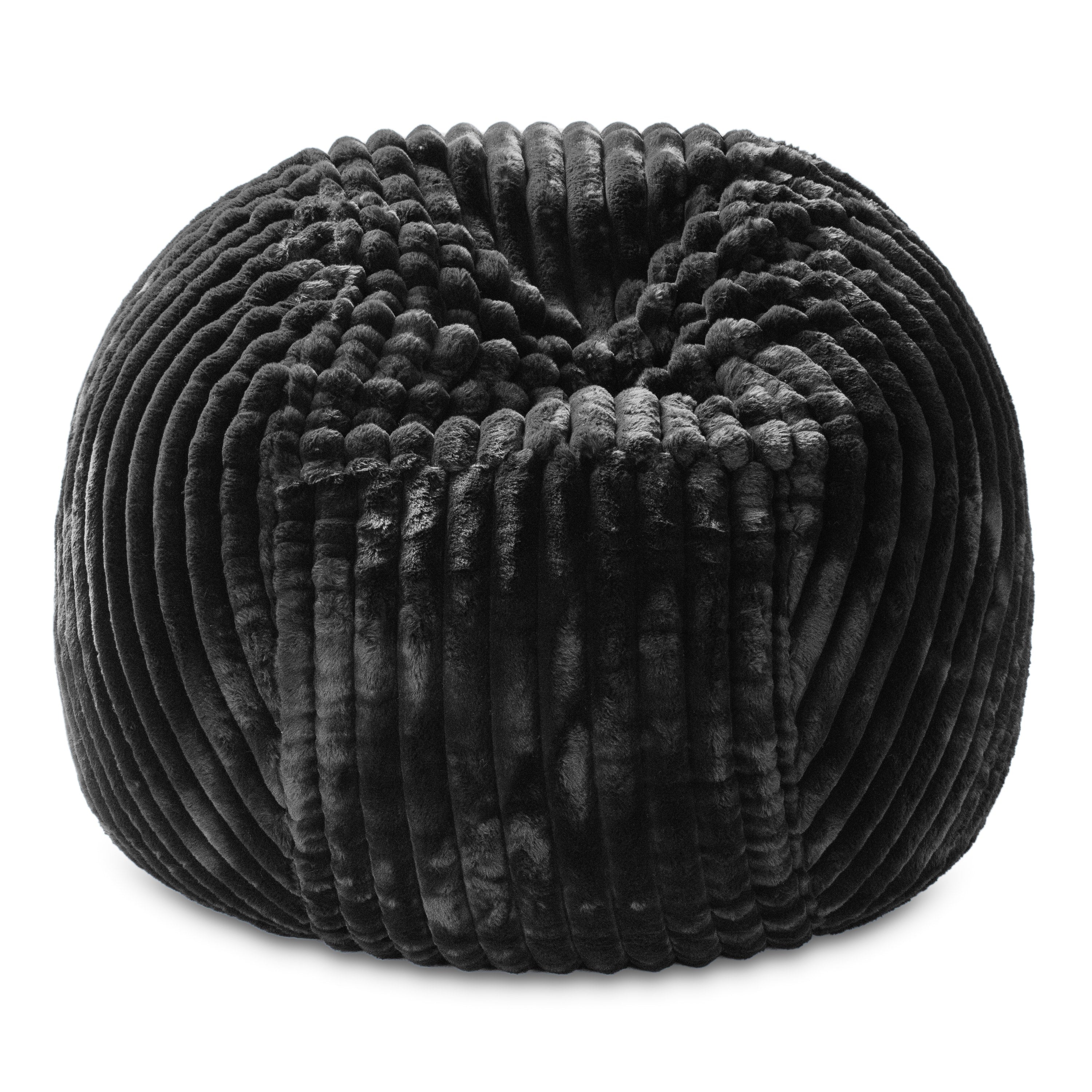 Jaxx 5 Foot Saxx Bean Bag Chair for Adults - Luxe Faux Fur, Mondo Black