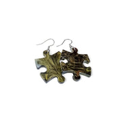 Chessex 54009 Leaf Puzzle Piece Earrings, Assorted Colors (Pair)
