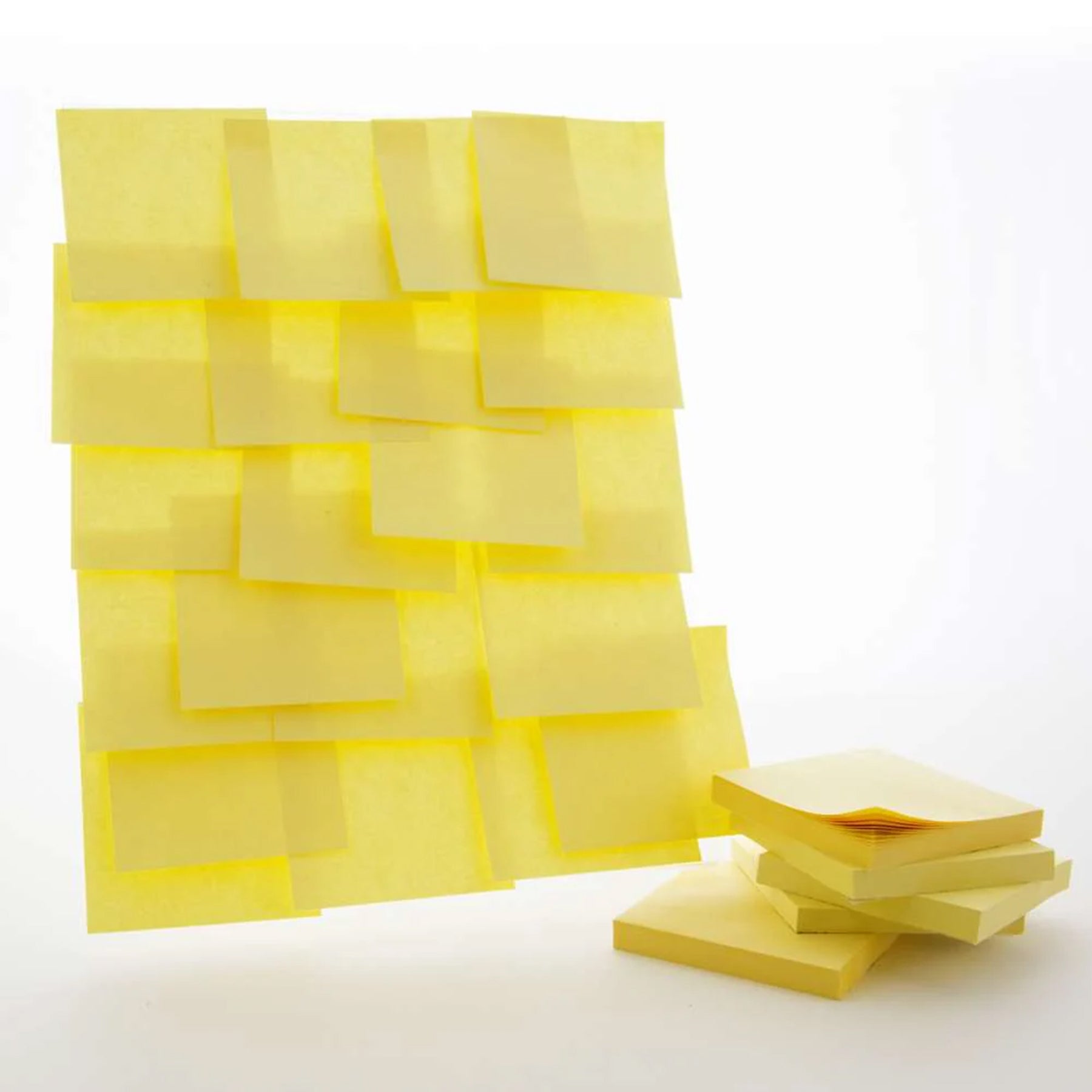 Stick On Notes, 3" x 3", Yellow, 100 Sheets, Pack of 12