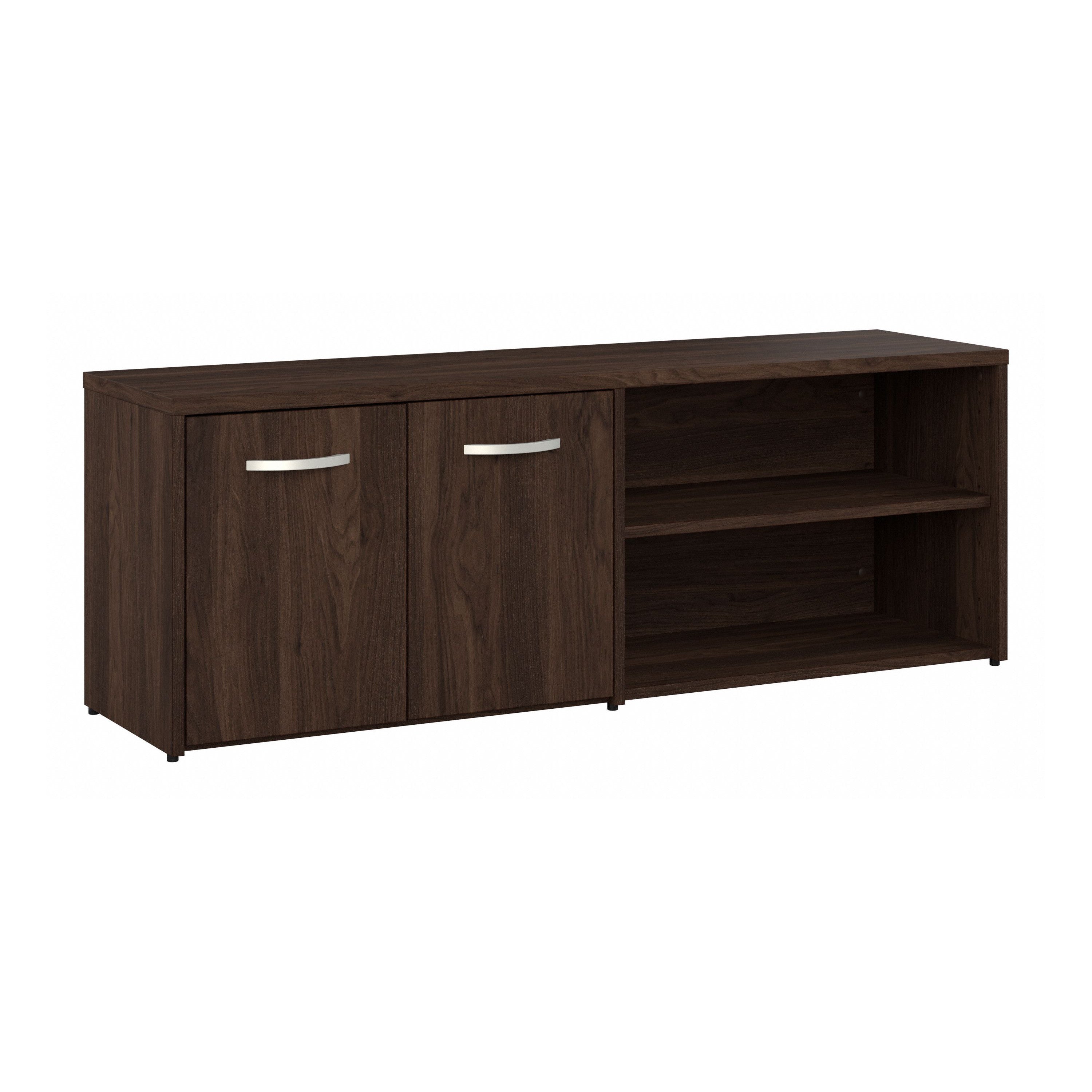 Bush Business Furniture Studio C Low Storage Cabinet with Doors and Shelves in Black Walnut - 59.17" Width x 15.71" Depth x 21.2" Height