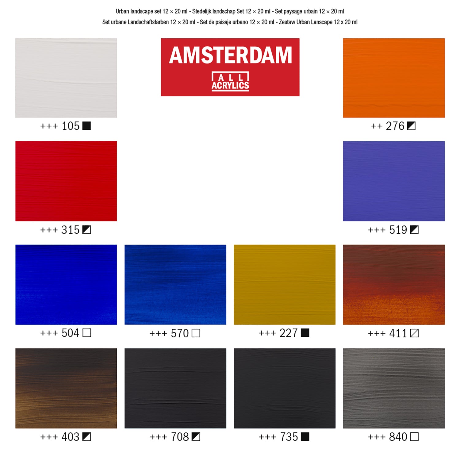 Standard Acrylic Urban Landscape Set, 12 x 20mL