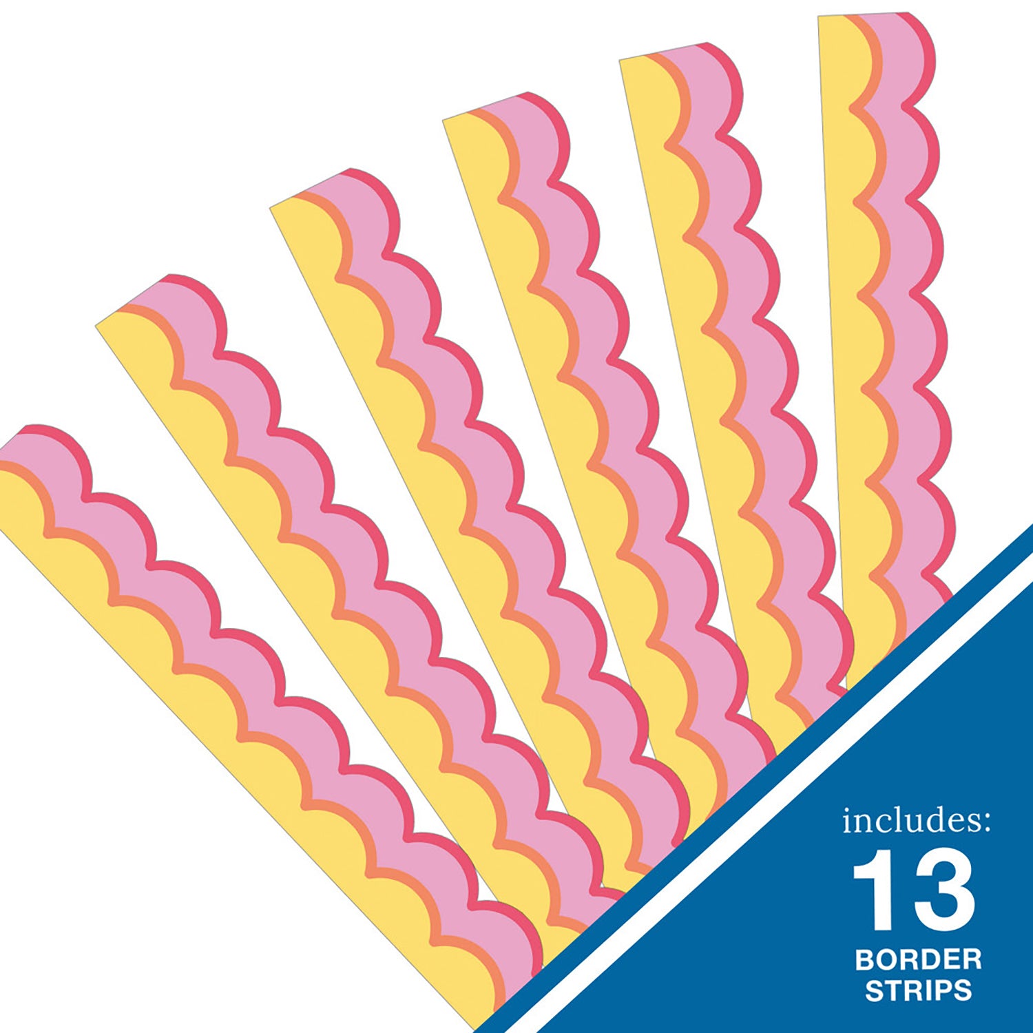 Happily Ever Elementary Retro Remix Warm Waves Scalloped Bulletin Board Borders, 39 Feet Per Pack, 3 Packs