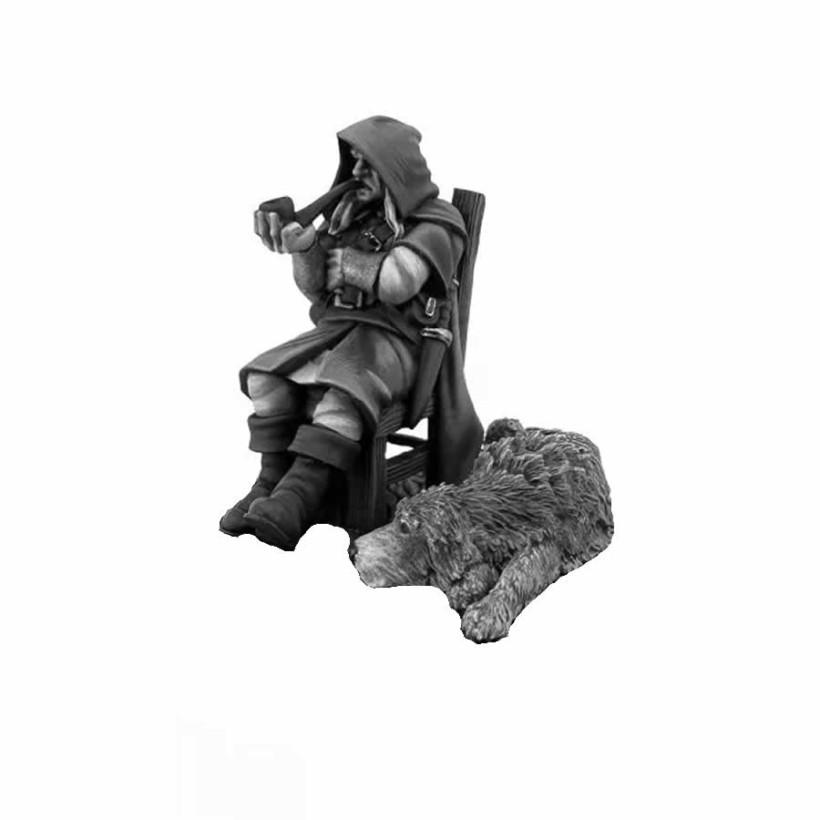 Dungeon Dwellers: Reaper Mysterious Stranger and Hound Miniature 25mm Heroic Scale Figure Dungeon Dwellers Miniatures