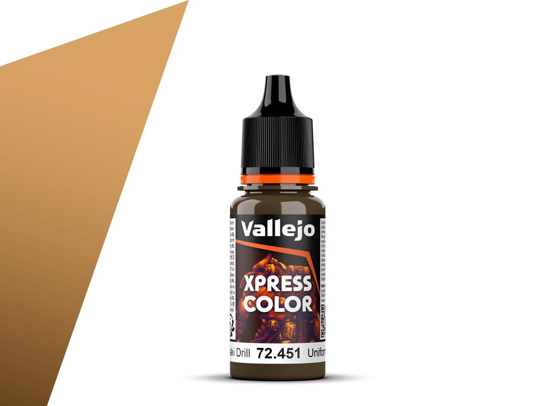 Vallejo - Xpress Color | Khaki Drill 18 ml. (0.6 fl.oz.) | Speedy Application and Drying | Vibrant and Saturated Tones | Allows Colors to Flow Easily over the Miniature Surface