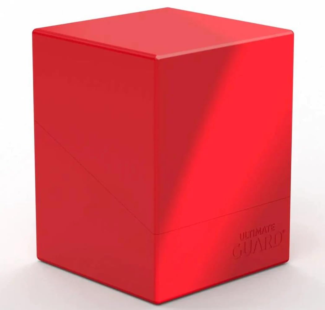 Ultimate Guard Boulder Solid 100+, Deck Case for 100 Double-Sleeved TCG Cards, Red, Secure & Durable Storage for Trading Card Games, No Transparency