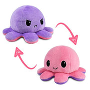 TeeTurtle Reversible Octopus Plushie 4-Inch Pink + Purple Two-Sided Flip Plush Toy with Embroidered Details - Cute Mini Collectible Plush for Kids, Teens, and Adults