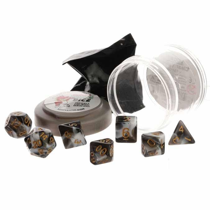 Reaper Miniatures REM19051 Pizza Dungeon Dual Dice White & Black