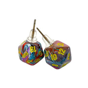 Chessex 54507 Festive Mosaic Mini-Poly D20 Stud Earrings, Multicolor (Pair)