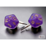 Chessex 54512 Borealis Mini-Poly D20 Stud Earrings, Royal Purple (Pair)