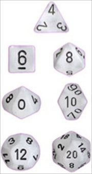 Polyhedral 7 Dice Set Frosted Clear w/Black CHX27401