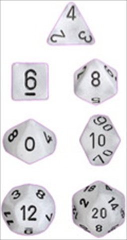 Polyhedral 7 Dice Set Frosted Clear w/Black CHX27401