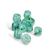 Kelp Borealis Dice Luminary with Light Green Pips D6 16mm (5/8in) Pack of 12 Chessex