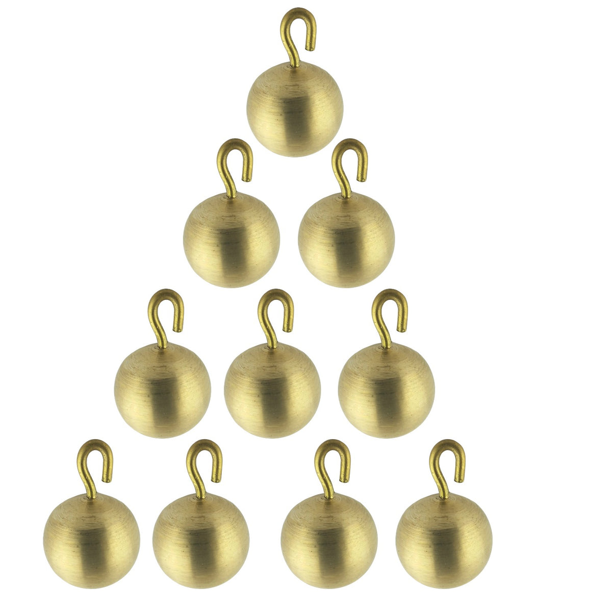 Physics Ball, Brass, 1" Diameter, Hooked, Pack of 10