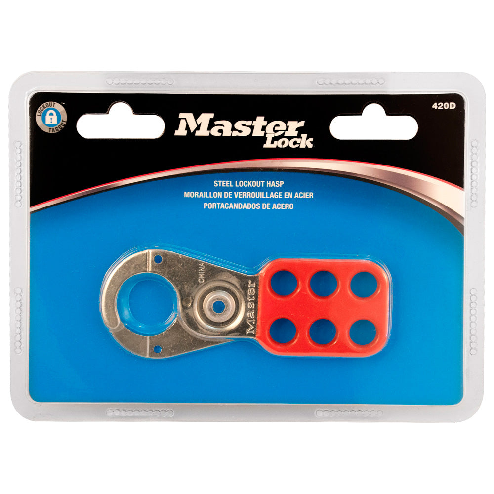 Steel Lockout Hasp in Carded Packaging, 1in (25mm) Jaw Clearance